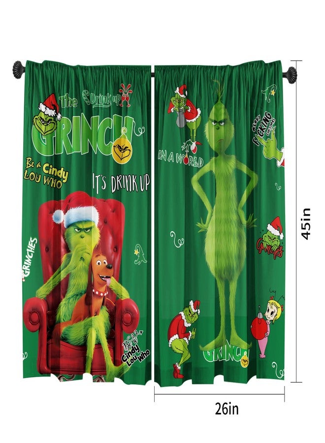 SUNWISHA Christmas Window Decor 2 Panels Set 26 x 45 Inch Curtains Valance for Bedroom Green - Image 2